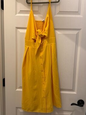 Girls' Yellow Tie-Front Sundress with Button Front